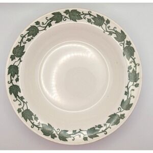 ROYAL China Underglaze Ivy Leaf Soup Bowl Vintage Green White 1940's  8in READ